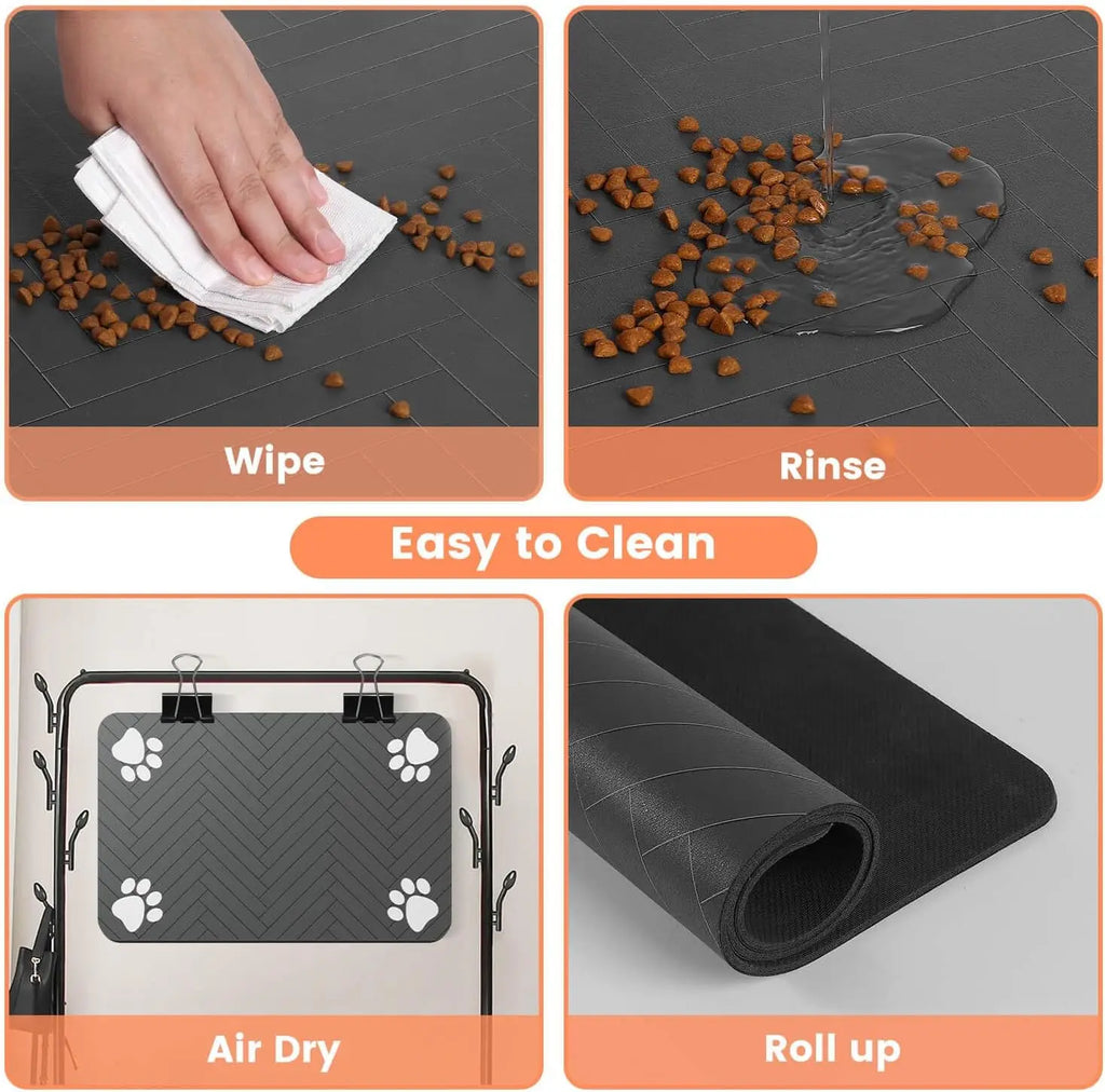 Absorbent Pet Feeding Mat – Waterproof Food & Water Bowl Mat