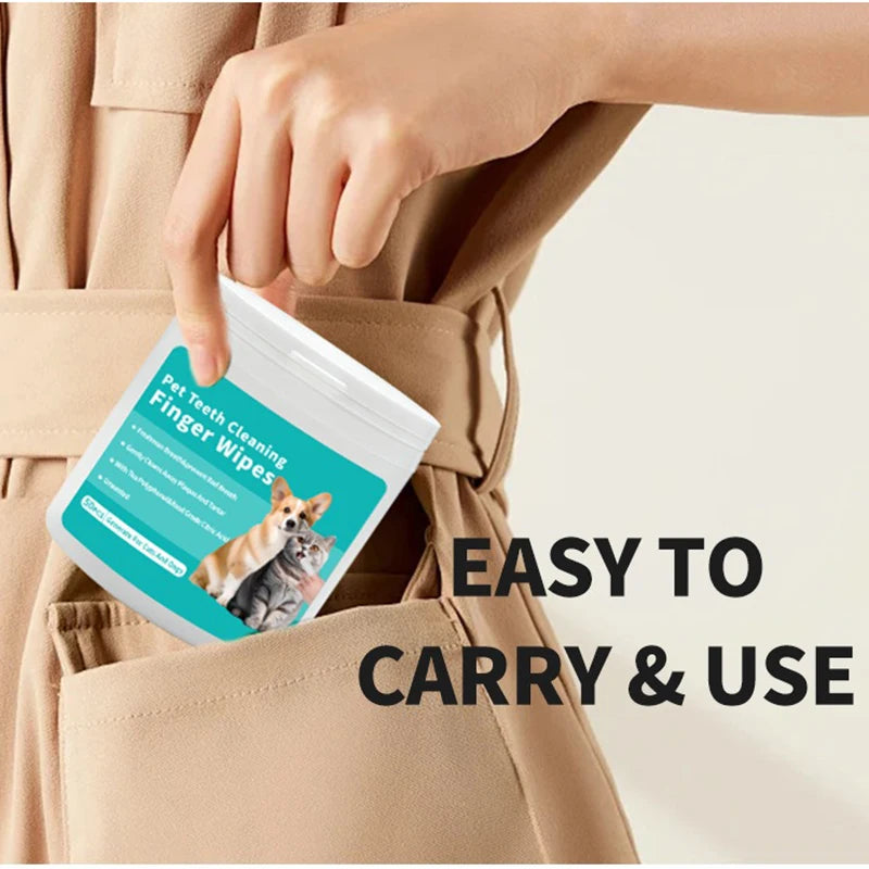 Pet Dental Finger Wipes – Easy Teeth Cleaning for Dogs & Cats
