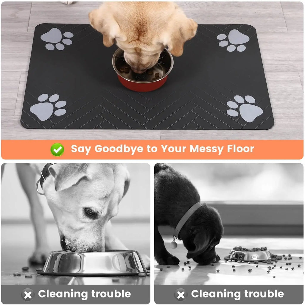 Absorbent Pet Feeding Mat – Waterproof Food & Water Bowl Mat